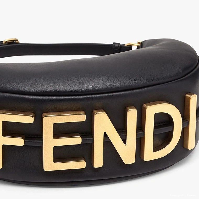 Cheap HOT Small Black In Hobo Leather Fendigraphy Fendi Bag Calf 0708
